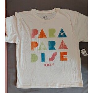Girls Roxy Paradise Short Sleeve Crewneck Shirt White Medium 10